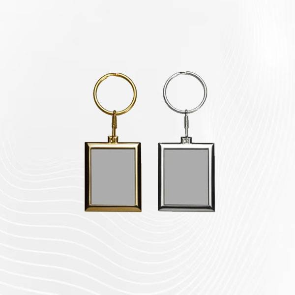 Square shape metal keychain