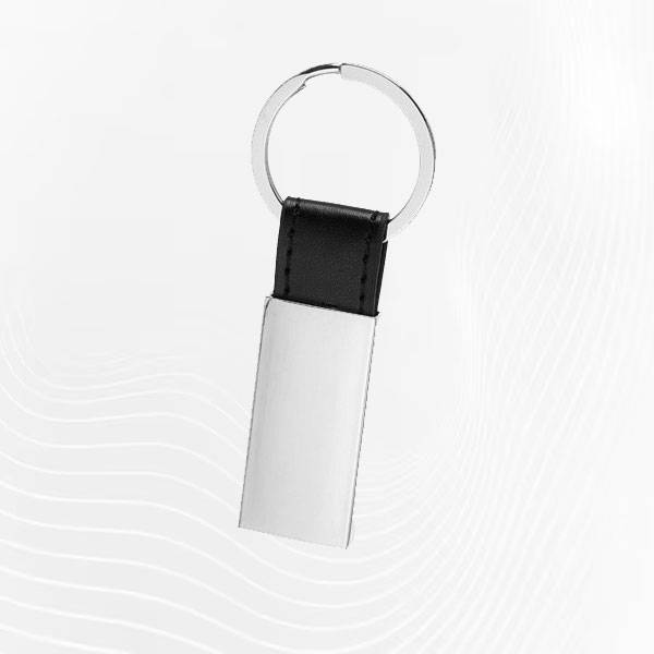 Metal key chain with leather