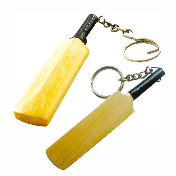 wooden bat shaped keychain